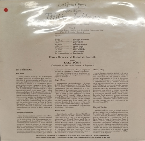 Richard Wagner, Karl Böhm, Richard Wagner, Birgit Nilsson, Wolfgang Windgassen, Ch - LP