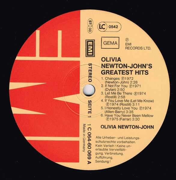 Olivia Newton-John, Olivia Newton-John's Greatest Hits - LP