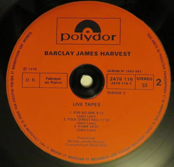Barclay James Harvest, Live Tapes - LP