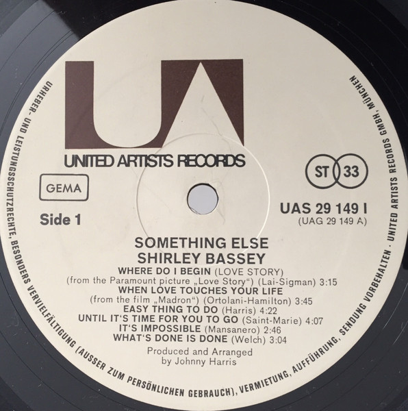 Shirley Bassey, Something Else - LP