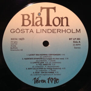 Gösta Linderholm, Våren 1990 - LP: imagen 5