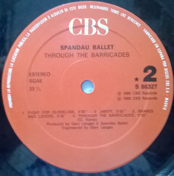 Spandau Ballet, Through The Barricades - LP