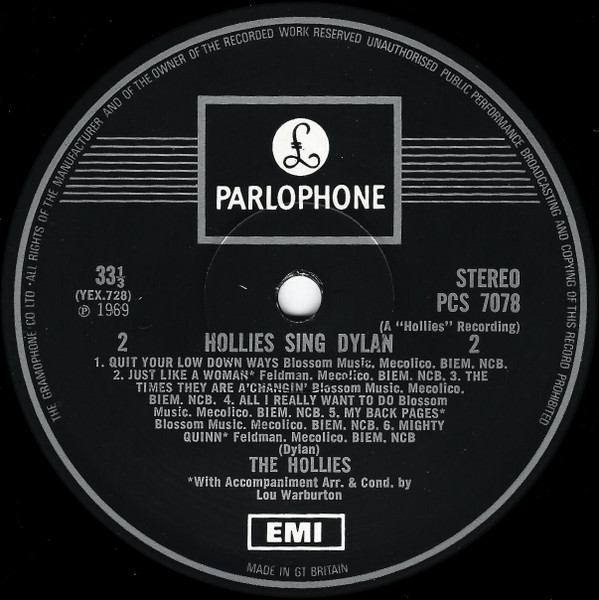The Hollies, Hollies Sing Dylan - LP