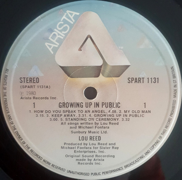 Lou Reed, Growing Up In Public - LP