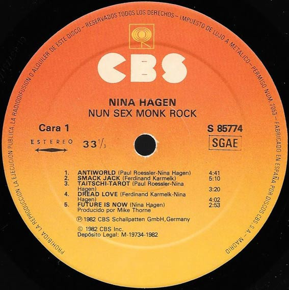 Nina Hagen, Nunsexmonkrock - LP