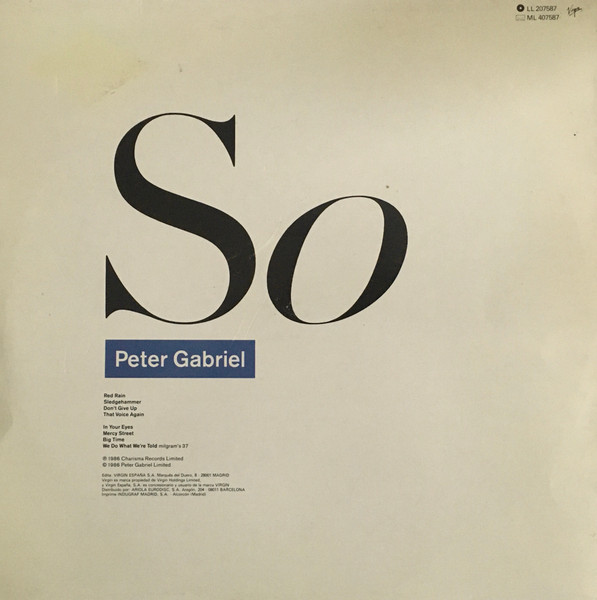 Peter Gabriel, So - LP