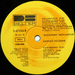 Manolo Escobar, De La Pelicula "Alejandra", Mon Amour - LP: imagen 4