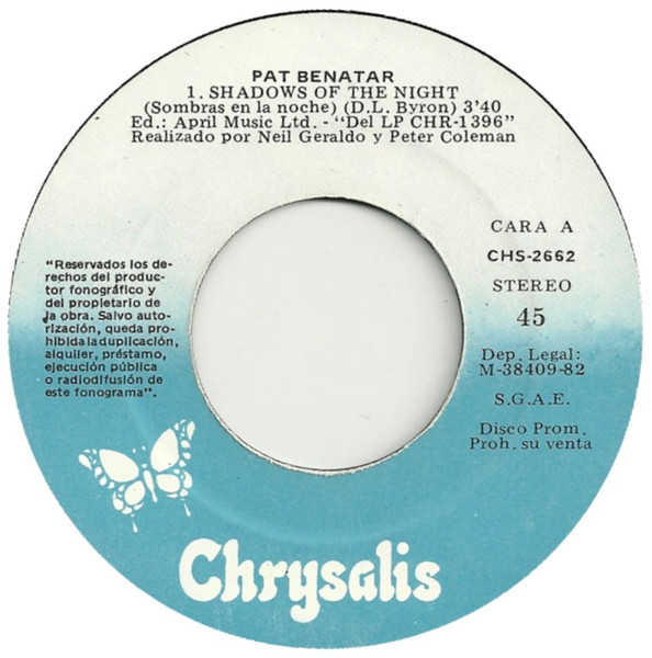 Pat Benatar, Shadows Of The Night = Sombras De La Noche - Singles
