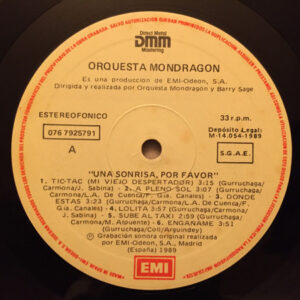 Orquesta Mondragón, Una Sonrisa, Por Favor - LP: imagen 3
