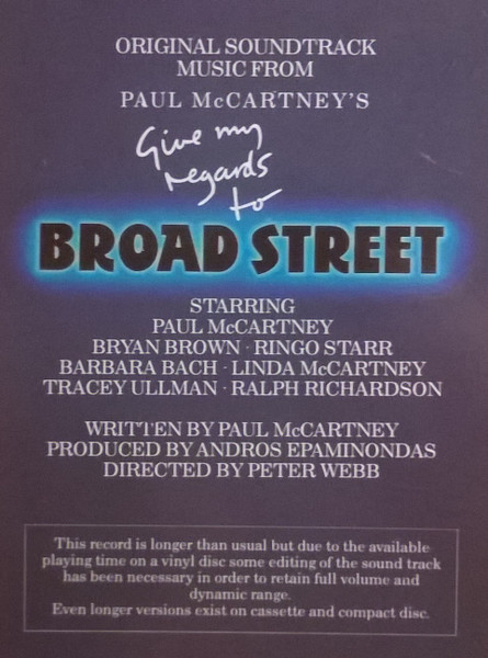 Paul McCartney, Give My Regards To Broad Street - LP
