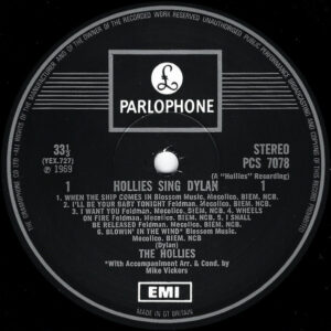 The Hollies, Hollies Sing Dylan - LP: imagen 3