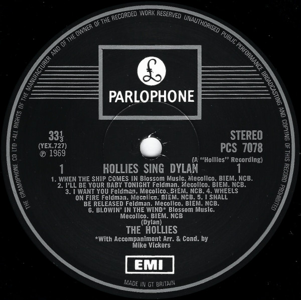 The Hollies, Hollies Sing Dylan - LP