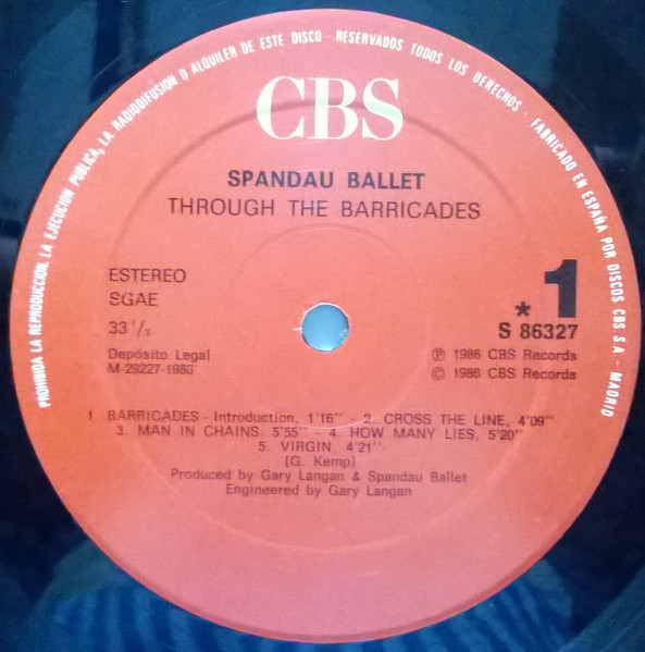 Spandau Ballet, Through The Barricades - LP
