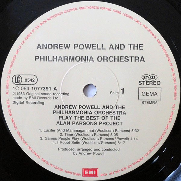 Andrew Powell, Philharmonia Orchestra, Play The Best Of The Alan Parsons Project - LP