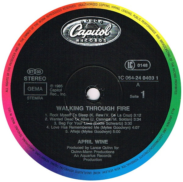 April Wine, Walking Through Fire - LP