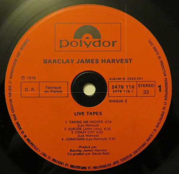 Barclay James Harvest, Live Tapes - LP