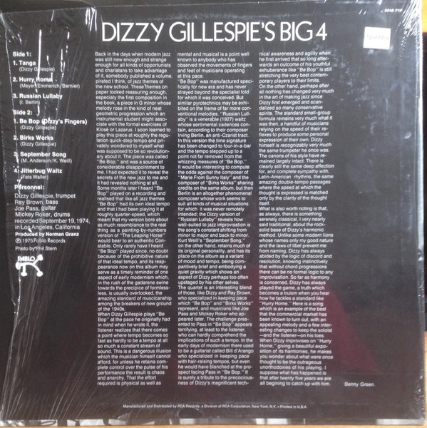 Dizzy Gillespie's Big 4, Dizzy Gillespie's Big 4 - LP