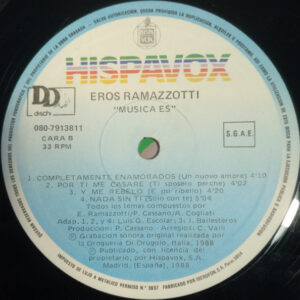 Eros Ramazzotti, Música Es - LP: imagen 4