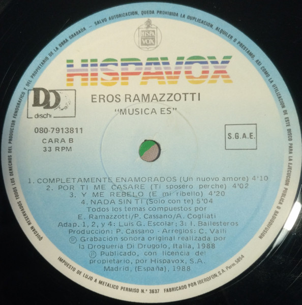 Eros Ramazzotti, Música Es - LP