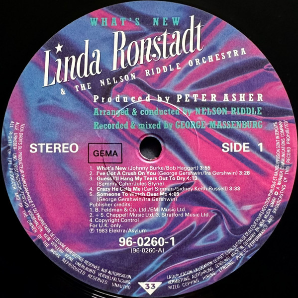 Linda Ronstadt, Nelson Riddle And His Orchestra, What's New - LP