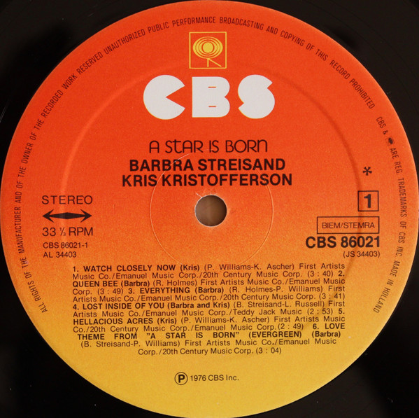 Barbra Streisand, Kris Kristofferson, A Star Is Born - LP