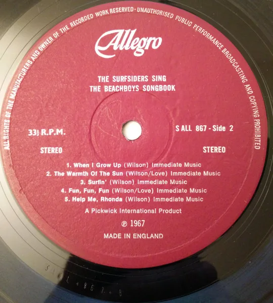 Vinilo: The Surfsiders, The Surfsiders Sing The Beach Boys Songbook - LP