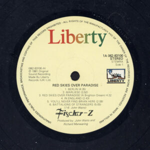 Fischer-Z, Red Skies Over Paradise - LP: imagen 3