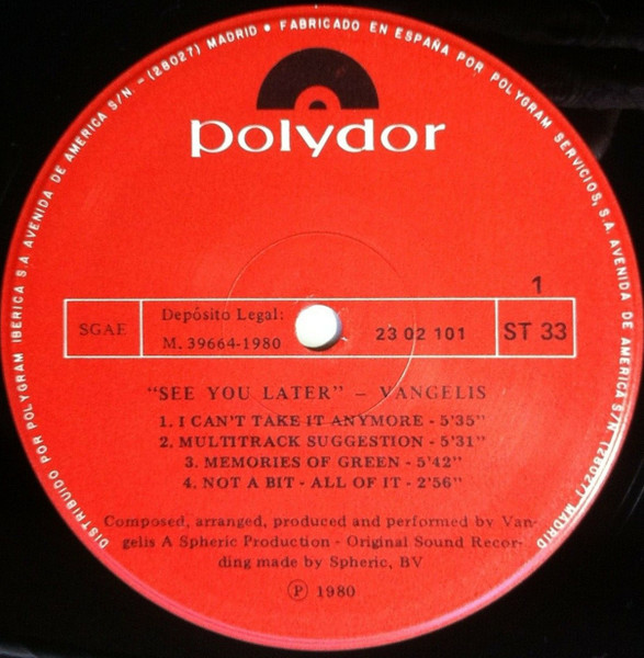 Vangelis, See You Later - LP