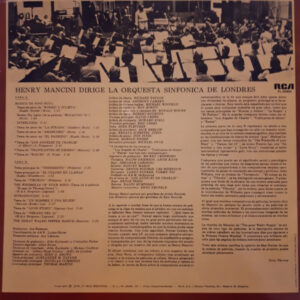 Henry Mancini, London Symphony Orchestra, Henry Mancini Y La Orquesta Sinfónica De Londres - LP: imagen 2