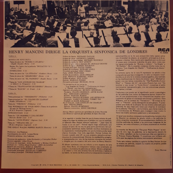 Henry Mancini, London Symphony Orchestra, Henry Mancini Y La Orquesta Sinfónica De Londres - LP