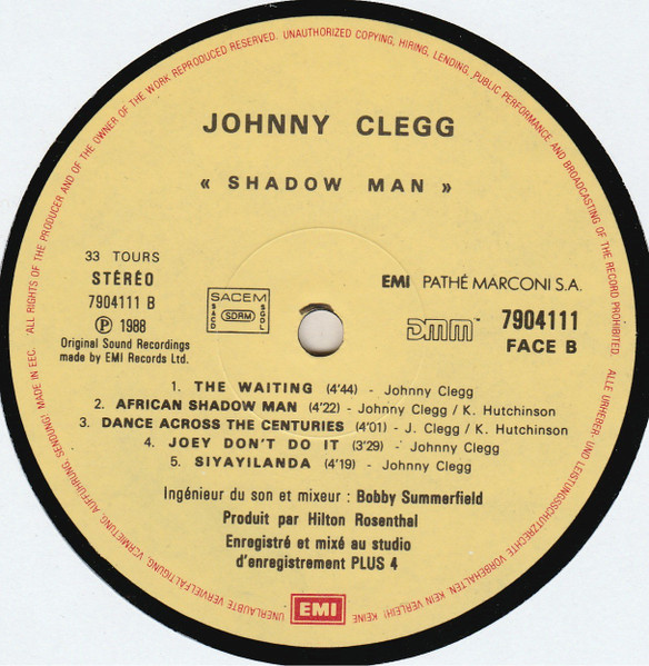 Johnny Clegg & Savuka, Shadow Man - LP
