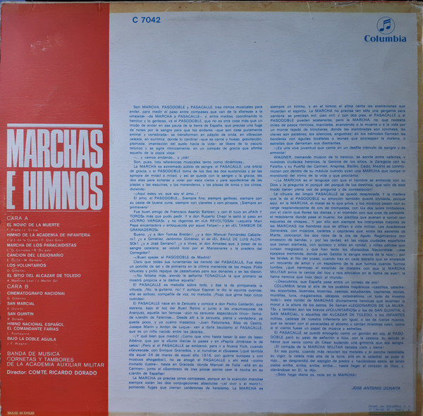 Banda De Música De La Academia Auxil, Marchas E Himnos - LP