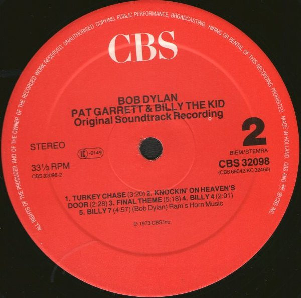 Bob Dylan, Pat Garrett & Billy The Kid - Original Soundtrack Recording - LP