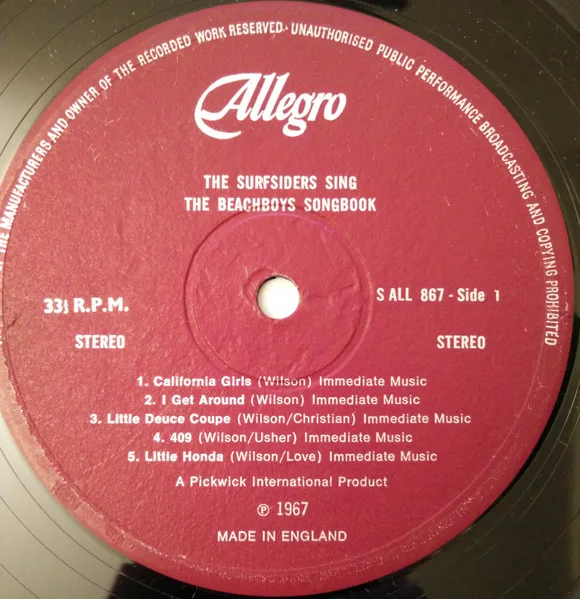 Vinilo: The Surfsiders, The Surfsiders Sing The Beach Boys Songbook - LP