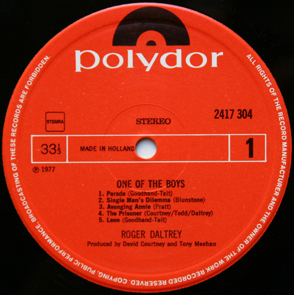 Roger Daltrey, One Of The Boys - LP