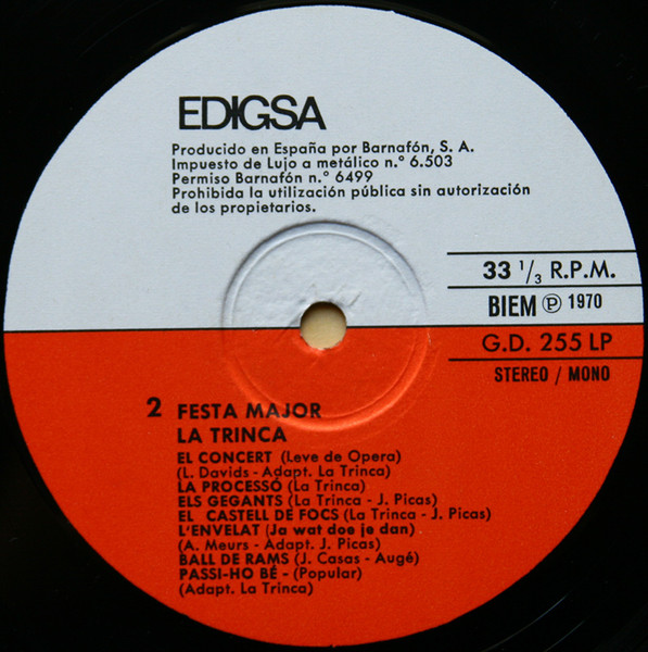 La Trinca, Festa Major - LP
