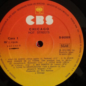 Chicago, Hot Streets - LP: imagen 6