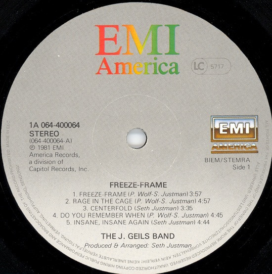 The J. Geils Band, Freeze-Frame - LP