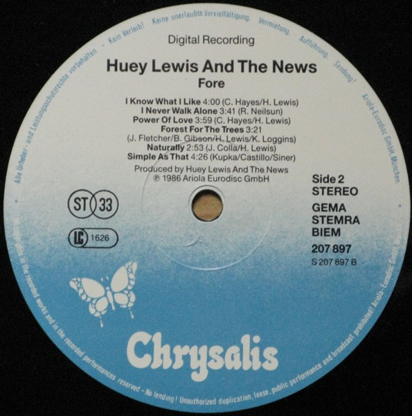 Huey Lewis And The News, Fore! - LP