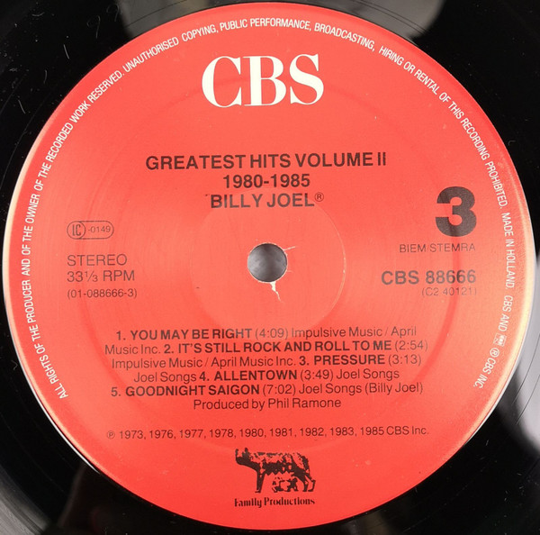 Billy Joel, Greatest Hits Volume I & Volume II - LP