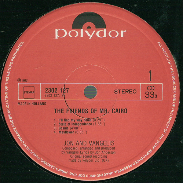 Jon & Vangelis, The Friends Of Mr Cairo - LP
