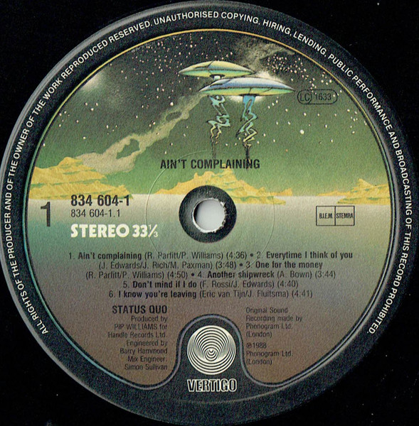 Status Quo, Ain't Complaining - LP