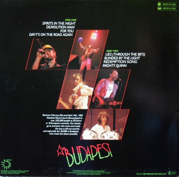 Manfred Mann's Earth Band, Budapest (Live) - LP
