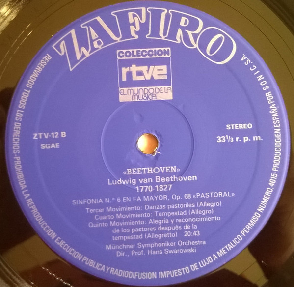 Ludwig van Beethoven, Münchner Symph, Sinfonia N° 6 En Fa Mayor Op. 68 «Pastoral» - LP
