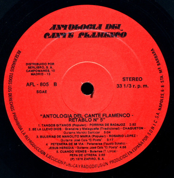 Various, Antología Del Cante Flamenco: Retablo 5 - LP