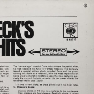 Dave Brubeck, Dave Brubeck's Greatest Hits - LP: imagen 5