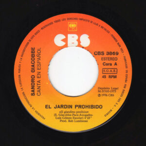 Sandro Giacobbe, Canta En Español El Jardin Prohibido - Singles: imagen 3