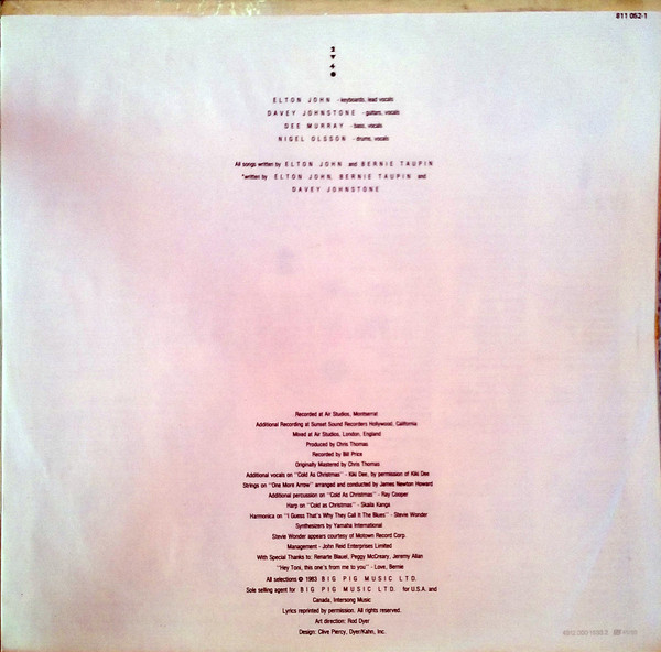 Elton John, Too Low For Zero - LP