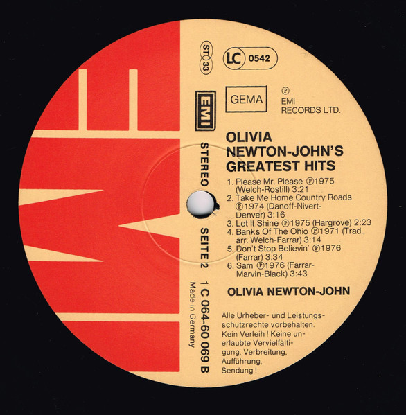 Olivia Newton-John, Olivia Newton-John's Greatest Hits - LP