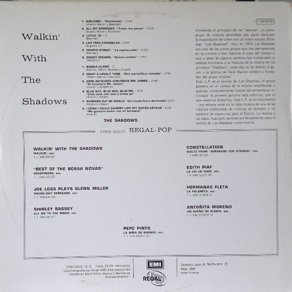 The Shadows, Walkin' With The Shadows - LP